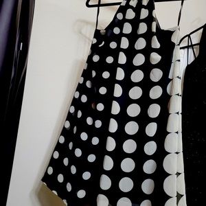 Black & White Polkadot Swing  Halter Dress
